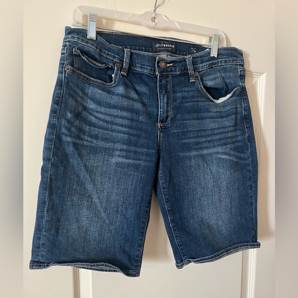 Lucky Brand Pants - Lucky Brand Dark Blue Denim Bermuda Shorts Distressed Women’s size 10